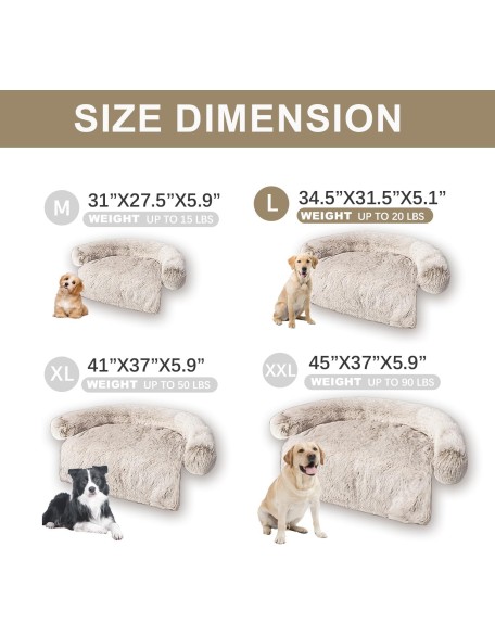 Tinaco Luxurious Calming Dogs/Cats Bed Mats, Washable Removable Couch Cover, Plush Long Fur Mat, Waterproof Lining, Perfect for Small, Medium and Large Pets (Gradient Brown, L)