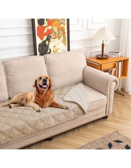 Reversible Dog Bed Cover, Sofa & Couch Protector Blanket for Pets - Waterproof, Mattress Protector (30"x70", Beige/Cream)