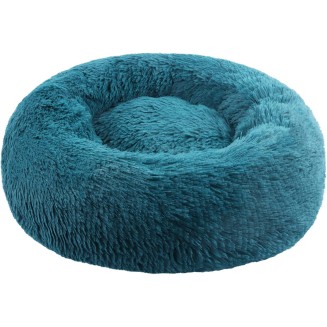 Cat Bed, Small Dog Bed, Round Donut Washable Plush Fluffy Faux Fur Soft Cushion Beds for Indoor Pets