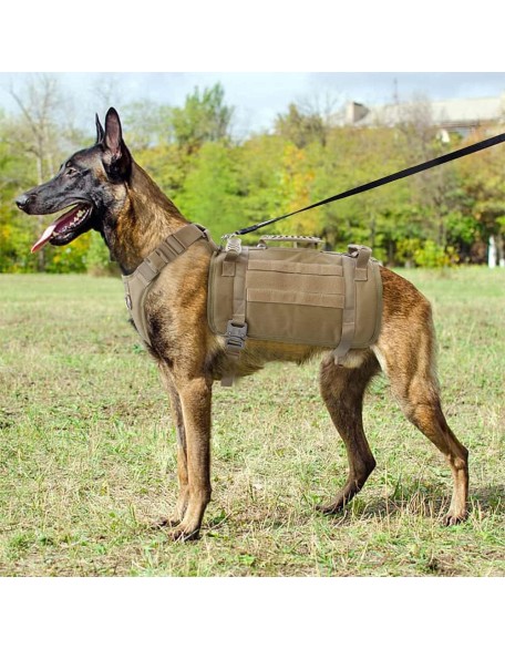 Dog Harness Tactical Dog Harness with Handle Military Pet Dog Molle Vest Harness Large for Hiking Training No-Pull Adjustable Training Vest