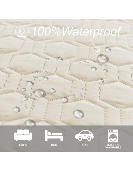 Waterproof and Anti-Slip Dog Bed Cover and Pet Blanket Sofa Pet Bed Mat ，car Incontinence Mattress Protectors Furniture Couch Cover for Most Cats Dogs, Pets（82x102-Ivory）