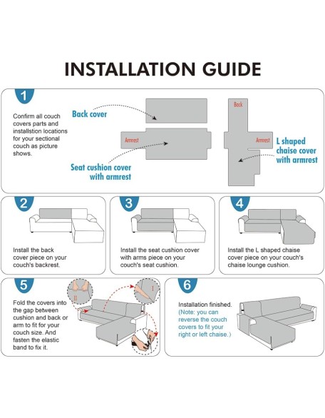 100% Waterproof Sectional Couch Covers for Dogs Reversible Couch Covers for Sectional Sofa L Shaped Sofa Slipcover Furniture Protectors Cover for Pets, Kids (Dark Gray, Large)