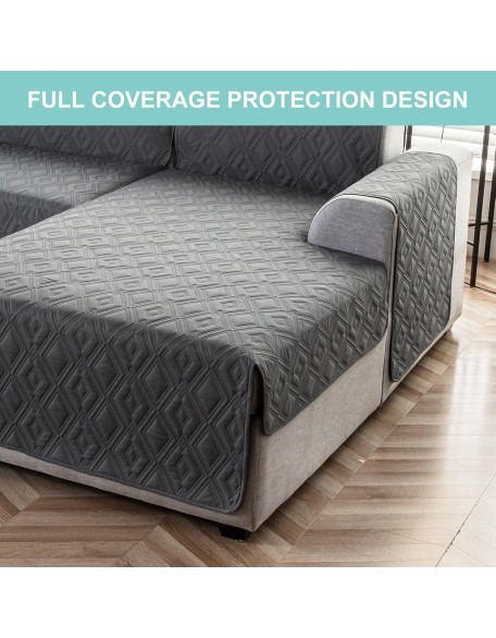 100% Waterproof Sectional Couch Covers for Dogs Reversible Couch Covers for Sectional Sofa L Shaped Sofa Slipcover Furniture Protectors Cover for Pets, Kids (Dark Gray, Large)