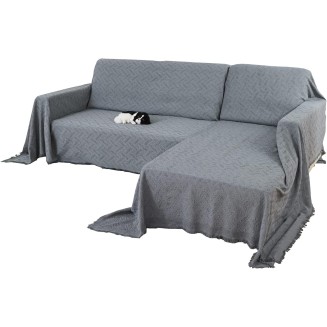 Sectional Couch Covers for Dogs,L Shape Sofa Cover Furniture Protector,Washable Sofa Slipcover for 3 Cushion Couch Living Room,Gray 90 x 133 inches (2 Pieces)