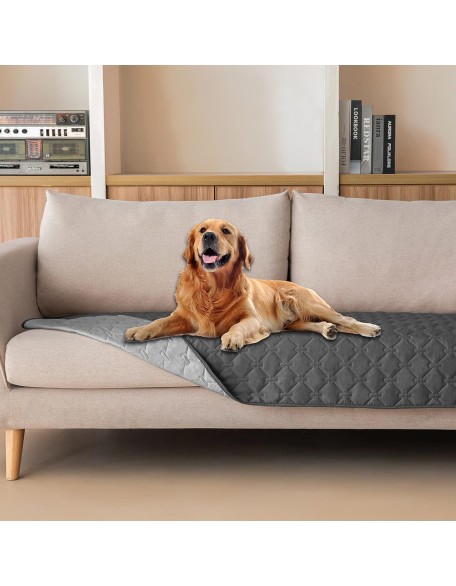 100% Double-Sided Waterproof Dog Bed Cover Pet Blanket Sofa Couch Furniture Protector for Puppy Large Dog Cat, Reversible (30x70 Inch (Pack of 1), Dark Grey/Light Grey)