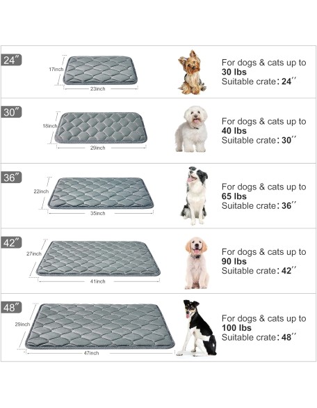 Dog Crate Mats,Soft Kennel Pads Washable with Anti-Slip Bottom,Dog Kennel Pads for Sleeping,Pets Mattress Cat Dog Beds for Large Medium Dogs(41x27,Grey)