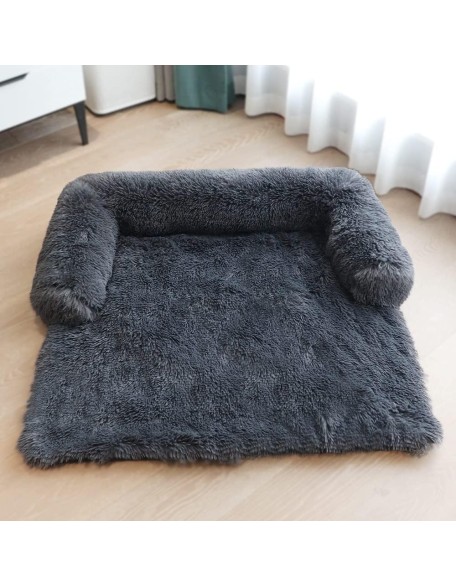 Calming Dog Bed Soft Fluffy Plush Dog Mat for Sofa Couch Pet Furniture Protector with Washable Cover for Large Medium Small Dogs Cats Puppy Thick Blanket Cushion Kennel with Nonskid Bottom