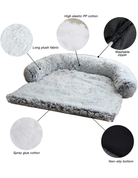 Calming Dog Bed Soft Fluffy Plush Dog Mat for Sofa Couch Pet Furniture Protector with Washable Cover for Large Medium Small Dogs Cats Puppy Thick Blanket Cushion Kennel with Nonskid Bottom