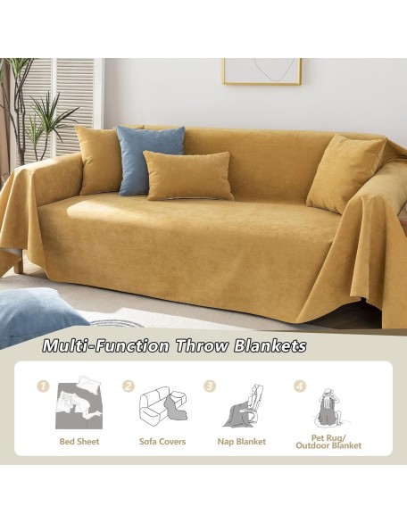 Yellow Dual Waterproof Sofa Covers for Dogs Non-Slip Couch Cover for Couch Pet Protector for 3 Cushion Couch Non-Slip L Shaped Couch Cover Washable Pet Bed Cover Furniture Cover-71X118IN