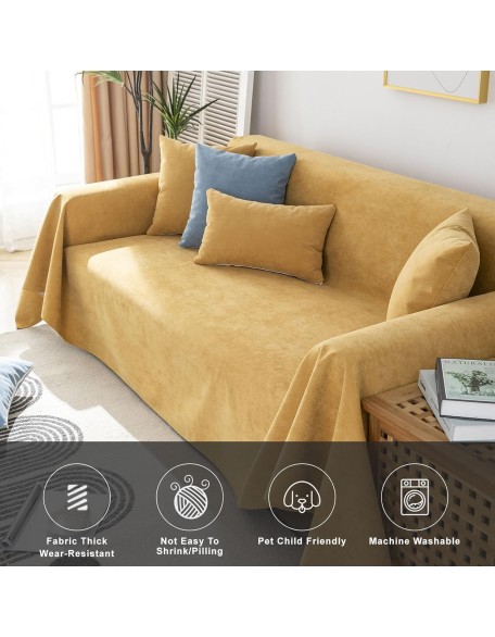 Yellow Dual Waterproof Sofa Covers for Dogs Non-Slip Couch Cover for Couch Pet Protector for 3 Cushion Couch Non-Slip L Shaped Couch Cover Washable Pet Bed Cover Furniture Cover-71X118IN