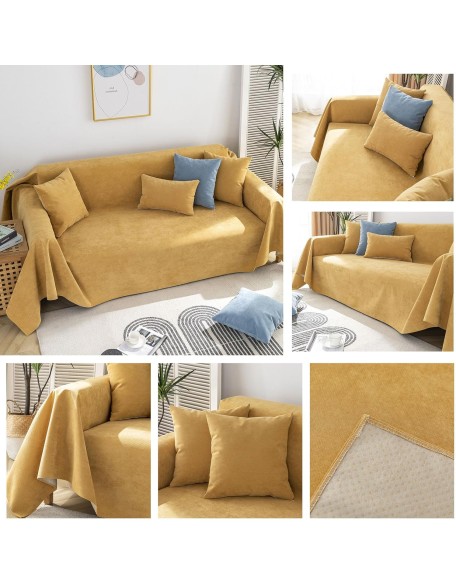 Yellow Dual Waterproof Sofa Covers for Dogs Non-Slip Couch Cover for Couch Pet Protector for 3 Cushion Couch Non-Slip L Shaped Couch Cover Washable Pet Bed Cover Furniture Cover-71X118IN