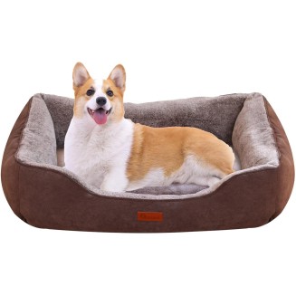 Dog Bed Medium Size Dog Sofa Bed with Reversible Cushion Washable Dog Bed with Removable Cover Large Dog Bed Calming Dog Bed Anti-Slip Bottom, 29.5"x 23.6", Brown