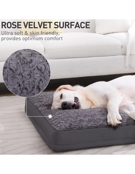 Dog Crate Bed Waterproof Dog Beds for Medium Dogs Rose Velvet Soft Fluffy Washable Dog Bed with Removable Cover & Anti-Slip Bottom, 35 x 22 Inch, Gray