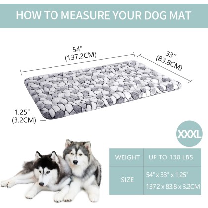 Stylish Dog Crate Pad Bed Mat Reversible (Cool & Warm), Soft Pet Sleeping Mat Dog Bed for Crate Suitable for Small to XX-Large Dogs and Cats, Machine Washable Crate Beds,Grey Stone Pattern