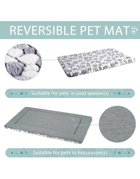 Stylish Dog Crate Pad Bed Mat Reversible (Cool & Warm), Soft Pet Sleeping Mat Dog Bed for Crate Suitable for Small to XX-Large Dogs and Cats, Machine Washable Crate Beds,Grey Stone Pattern