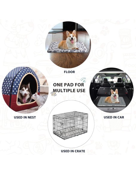 Stylish Dog Crate Pad Bed Mat Reversible (Cool & Warm), Soft Pet Sleeping Mat Dog Bed for Crate Suitable for Small to XX-Large Dogs and Cats, Machine Washable Crate Beds,Grey Stone Pattern