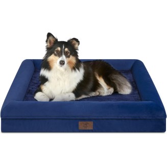 Large Dog Bed, Orthopedic Dog Bed, Waterproof Dog Bed with Removable Cover, 4-Sides Removable Bolster Dog Soft Sofa Bed with Nonskid Bottom, Washable Dog Beds for Large Dogs, Rich Blue