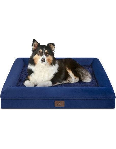 Large Dog Bed, Orthopedic Dog Bed, Waterproof Dog Bed with Removable Cover, 4-Sides Removable Bolster Dog Soft Sofa Bed with Nonskid Bottom, Washable Dog Beds for Large Dogs, Rich Blue