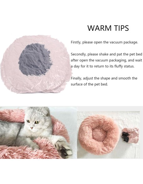 Non-Slip Dog or Cat Beds Multiple Sizes, Calming Pet Beds for Indoor Cat Kennel Bed Pet Sofa, Round Cushion Cuddler Puppy Sofa, Machine Washable,160cm/63in,White