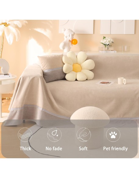 Waterproof Sofa Cover for Pets, Light Khaki Couch Covers for Sectional Sofa, Simple Style Sofa Covers for 2-3 Cushion Couch, Waterproof, Durable and Washable, XL 79" x 118"