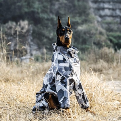 Dog Raincoat, Adjustable Pet Waterproof Poncho with Reflective Strap & Harness Hole, Exclusive Brush Camo Puppy Rain Jacket for Small, Medium & Large Dogs (5X-Large)