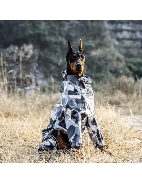 Dog Raincoat, Adjustable Pet Waterproof Poncho with Reflective Strap & Harness Hole, Exclusive Brush Camo Puppy Rain Jacket for Small, Medium & Large Dogs (5X-Large)