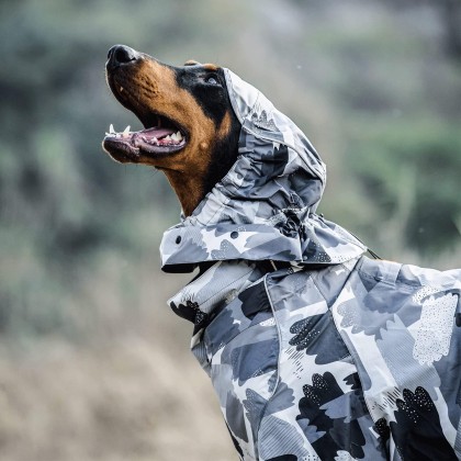 Dog Raincoat, Adjustable Pet Waterproof Poncho with Reflective Strap & Harness Hole, Exclusive Brush Camo Puppy Rain Jacket for Small, Medium & Large Dogs (5X-Large)