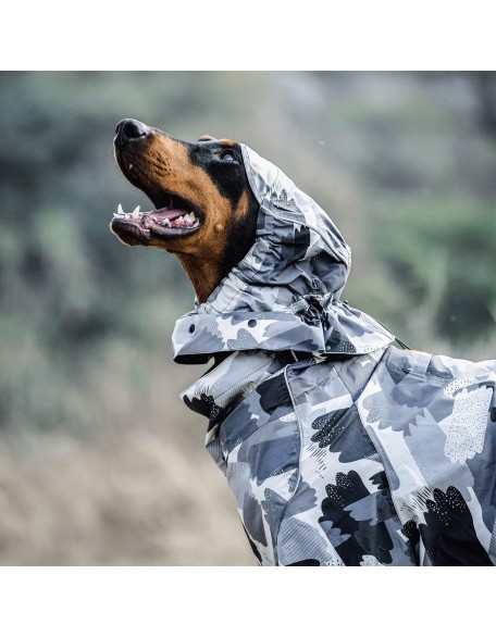 Dog Raincoat, Adjustable Pet Waterproof Poncho with Reflective Strap & Harness Hole, Exclusive Brush Camo Puppy Rain Jacket for Small, Medium & Large Dogs (5X-Large)