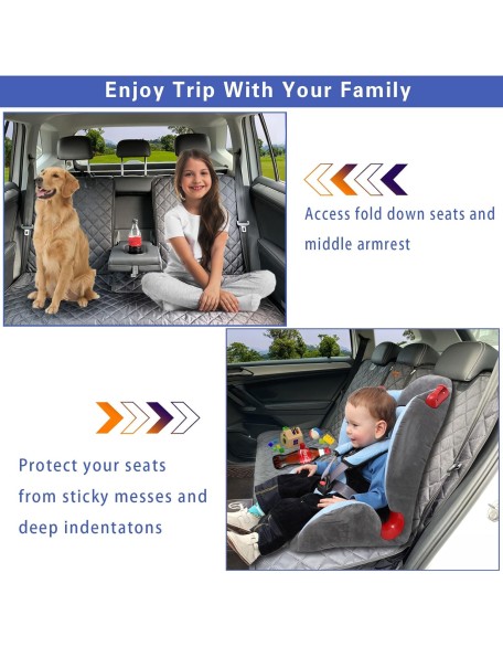 Back Seat Cover 60/40 Split Bench for Cars,Trucks,SUVs - Waterproof Easy Cleanup Car Seat Protector Great for Messy Kids and Drooling Pet Dogs(Black)