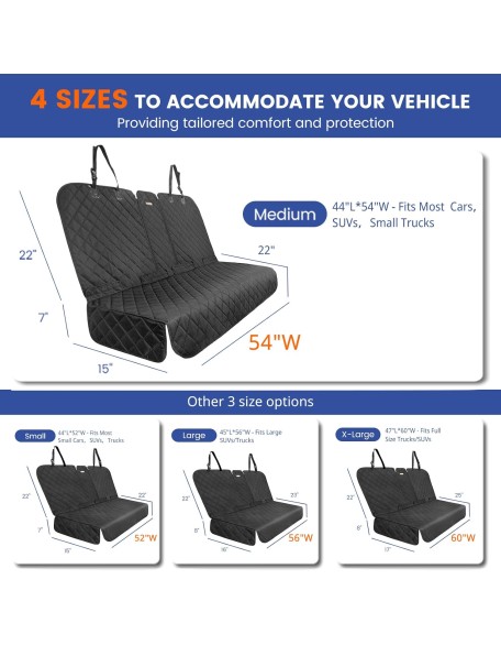 Back Seat Cover 60/40 Split Bench for Cars,Trucks,SUVs - Waterproof Easy Cleanup Car Seat Protector Great for Messy Kids and Drooling Pet Dogs(Black)