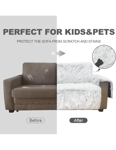 Plush Couch Cover for Sofa and Furniture, Water Resistant Slipcover, Non-Slip, Easy-to-Install, Prefect for Kids,Dogs,Cats.(Sofa Style,Magic Gray)