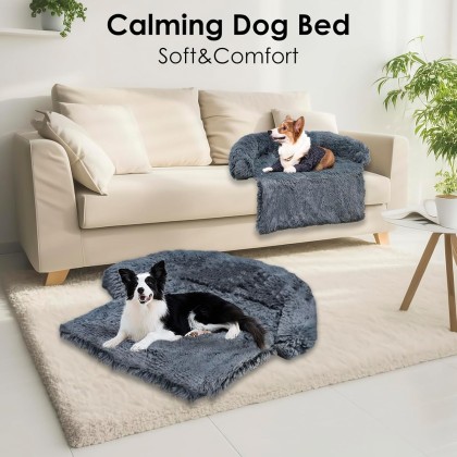 Premium Calming Dog Couch Bed Sofa Bed,Fluffy Plush Dog Bed Mat with Removable Washable Cover for Furniture Protector for Small,Medium, Large,and X-Large Dogs and Cats