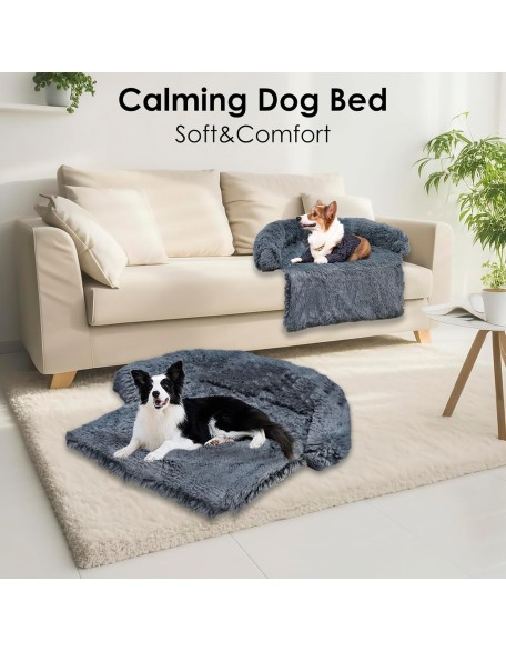 Premium Calming Dog Couch Bed Sofa Bed,Fluffy Plush Dog Bed Mat with Removable Washable Cover for Furniture Protector for Small,Medium, Large,and X-Large Dogs and Cats