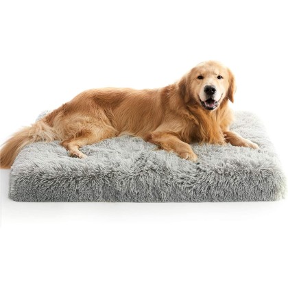 Extra Large Dog Bed, XXL Orthopedic Egg Crate Foam Dog Bed with Removable Washable Cover, Waterproof Dog Mattress Nonskid Bottom, Comfy Anti Anxiety Pet Bed Mat, 47x29 inch, Gray