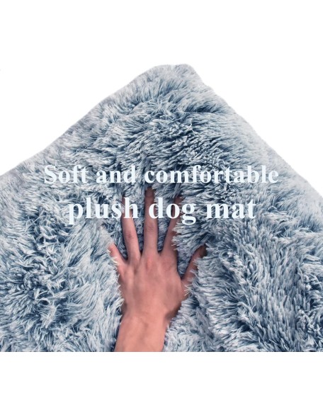 Dog Bed for Medium, Small Dogs Breeds,Soft and Comfortable Dog Bed Mats, Washable Plush Dog Cage Mat, Deluxe Plush Anti-Slip Pet Beds Mats, Fluffy Kennel Pad, Grey 36 X 24 in