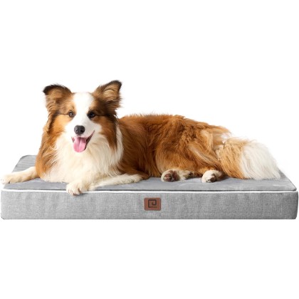 Orthopedic Memory Foam Dog Beds for Extra Large Dogs with Removable Waterproof Liner, Grey, 41x27