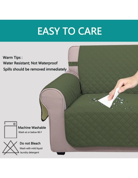 4 Seater Sofa Cover 91 Inch Large Couch Covers for 4 Cushion Couch with Elastic Straps Water Resistant Furniture Protector Cover for Pets Cat (Sofa XX-Large, Huntergreen/Sage)