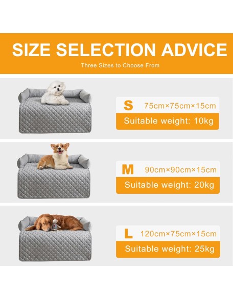 Dogs/Cats Bed Mat for Furniture Protector, Washable Dogs/Cats Sofa Couch Cover, Dog Bed Mat with Pillows, Dog Accessories, Light Grey 35.4 * 35.4in