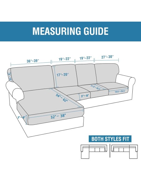 2024 New Sectional Couch Covers 8 Pieces Stretch Sofa Covers for Sectional Sofa Set Separate L Shaped Couch Cover for Both Left/Right Couch (Seat and Back: 1 Chaise + 3 Sofa, Grey)