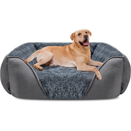 XX-Large Dog Bed for Large Medium Small Dogs, Rectangle Washable Dog Bed, Orthopedic Dog Bed, Soft Calming Sleeping Puppy Bed Durable Pet Cuddler with Anti-Slip Bottom XXL(42"x30"x10")