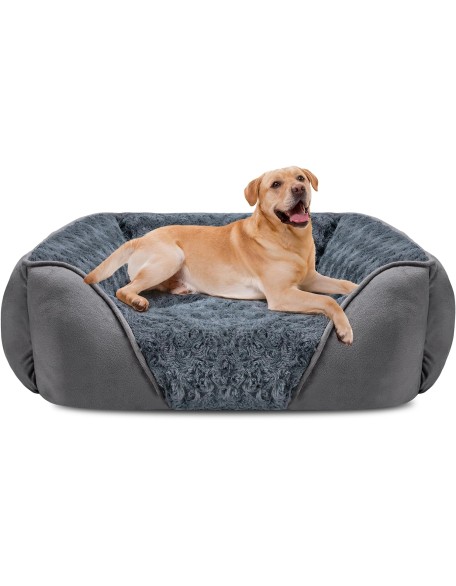 XX-Large Dog Bed for Large Medium Small Dogs, Rectangle Washable Dog Bed, Orthopedic Dog Bed, Soft Calming Sleeping Puppy Bed Durable Pet Cuddler with Anti-Slip Bottom XXL(42"x30"x10")