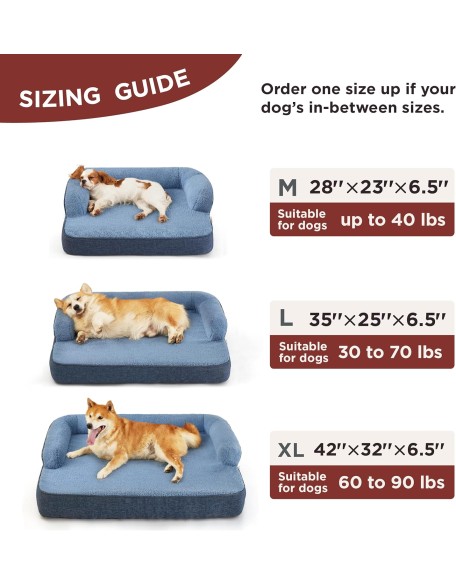 Memory Foam Dog Bed for Extra Large Dogs, XL Orthopedic Dog Bed Sofa with High Support Reversible Egg Foam - Pet Couch with Removable Washable Cover and Waterproof Coating, Navy Blue