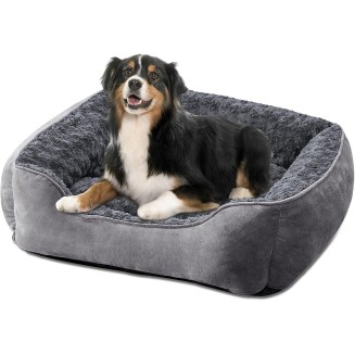 Rectangle Dog Bed for Large Medium Small Dogs Machine Washable Sleeping Dog Sofa Bed Non-Slip Bottom Breathable Soft Puppy Bed Durable Orthopedic Calming Pet Cuddler, Multiple Size, Grey