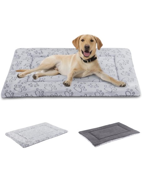 Dog Bed, Reversible Washable Mat, Soft Premium Plush Dog Crate Pad, Pet Sleeping Mattress for Small/Medium/Large Dogs and Cats FC014 (Gray,30"*20")