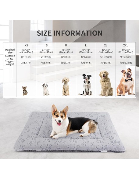 Dog Bed, Reversible Washable Mat, Soft Premium Plush Dog Crate Pad, Pet Sleeping Mattress for Small/Medium/Large Dogs and Cats FC014 (Gray,30"*20")