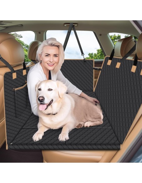 Dog Car Seat Cover with Hard Bottom, Car Back Seat Extender for Dogs, Dog Hammock for SUV Truck, Black