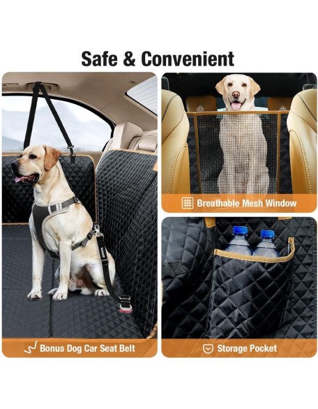 Dog Car Seat Cover with Hard Bottom, Car Back Seat Extender for Dogs, Dog Hammock for SUV Truck, Black