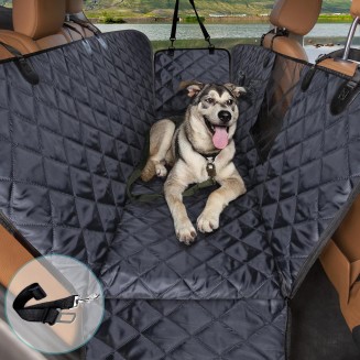 Dog Seat Cover, Waterproof Dog Car Seat Cover for Back Seat with Mesh Window Durable Scratchproof Nonslip Dog Car Hammock with Universal Size Fits for Cars, Trucks & SUVs