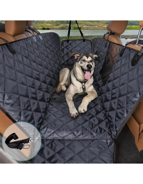 Dog Seat Cover, Waterproof Dog Car Seat Cover for Back Seat with Mesh Window Durable Scratchproof Nonslip Dog Car Hammock with Universal Size Fits for Cars, Trucks & SUVs