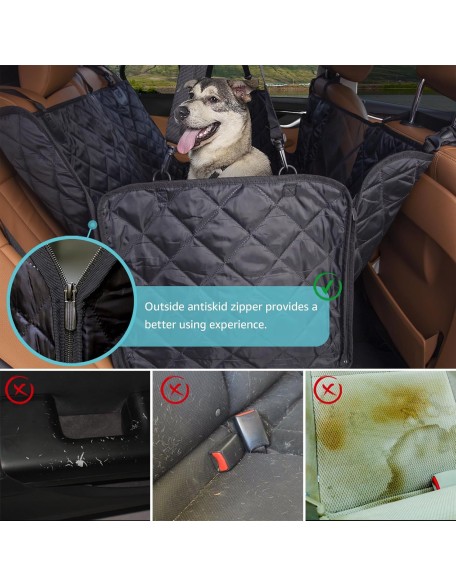 Dog Seat Cover, Waterproof Dog Car Seat Cover for Back Seat with Mesh Window Durable Scratchproof Nonslip Dog Car Hammock with Universal Size Fits for Cars, Trucks & SUVs